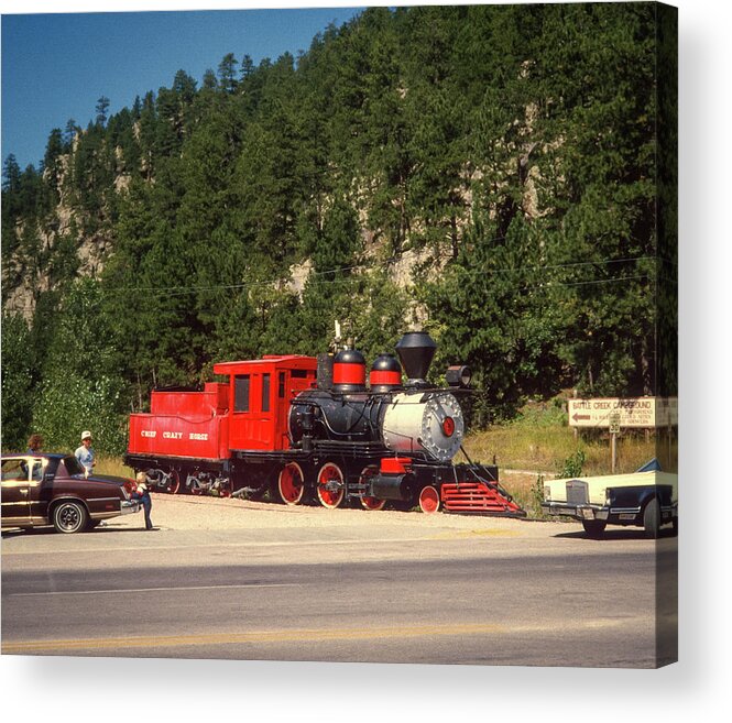 Black Acrylic Print featuring the photograph Chief Crazy Horse Locomotive by Gordon James