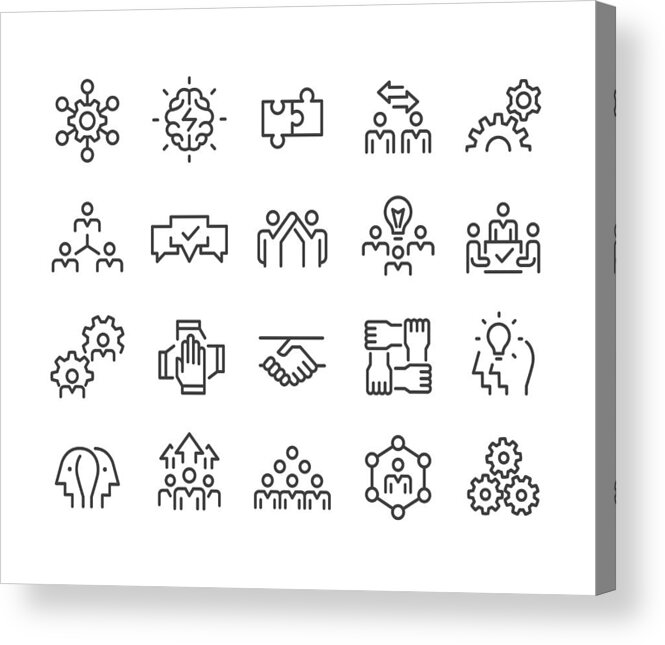 Expertise Acrylic Print featuring the drawing Collaboration Icons - Classic Line Series by -victor-