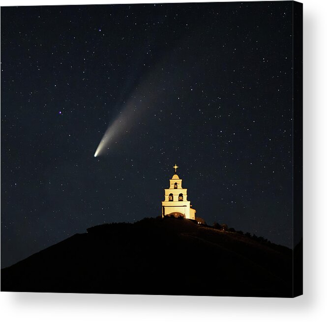 Comet Neowise Acrylic Print featuring the photograph Comet Neowise Over Chapel Hill by Cheryl Strahl