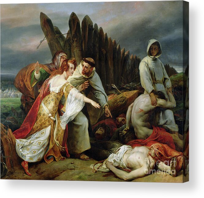 Edith Acrylic Print featuring the painting Edith Finding the Body of Harold by Emile Jean Horace Vernet