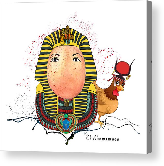 Egg Acrylic Print featuring the painting EGGamemnon by Miki De Goodaboom
