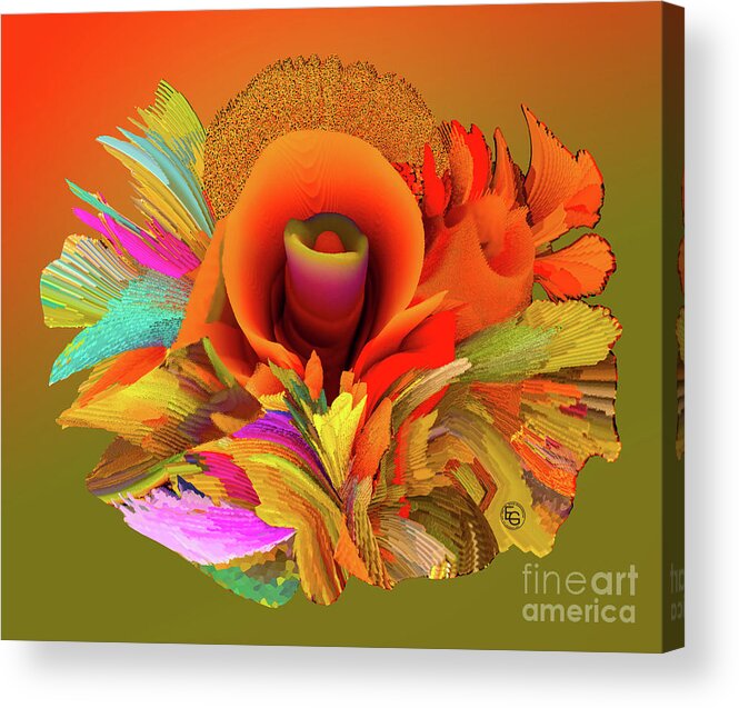 Flower Acrylic Print featuring the mixed media Fantasy flower 02.03.2023 by Elena Gantchikova