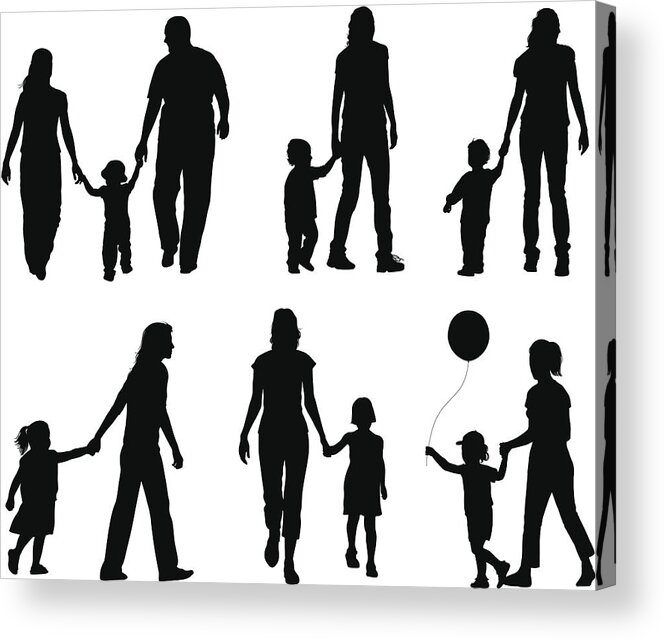 Young Men Acrylic Print featuring the drawing Family Holding Hands by AskinTulayOver