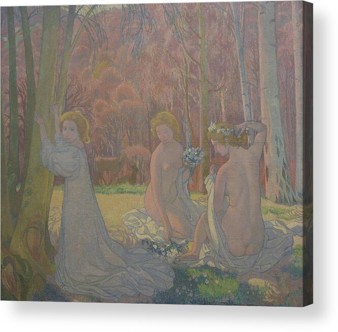  The Art Of Japan Acrylic Print featuring the painting Figures in a Spring Landscape by Maurice Denis