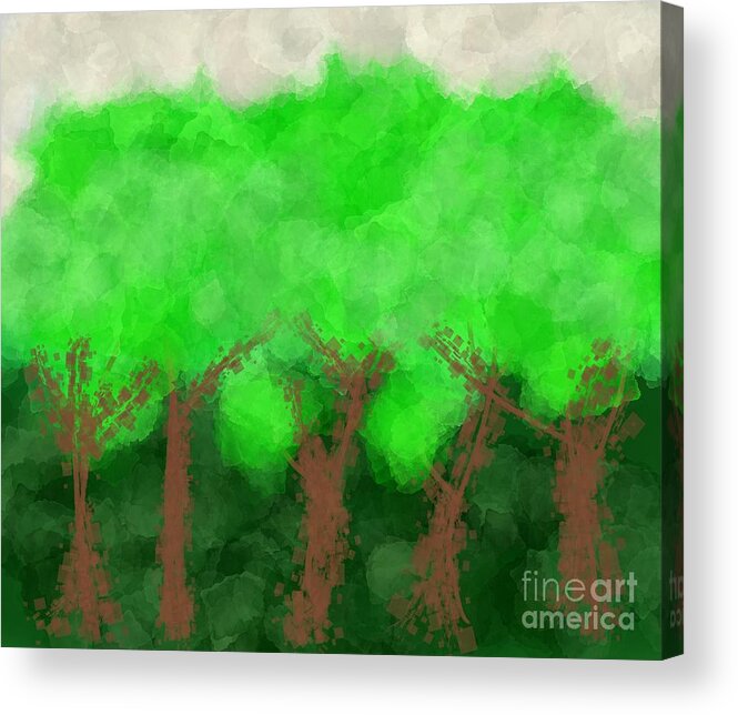 Lush Greens Acrylic Print featuring the digital art Green forest by Elaine Hayward