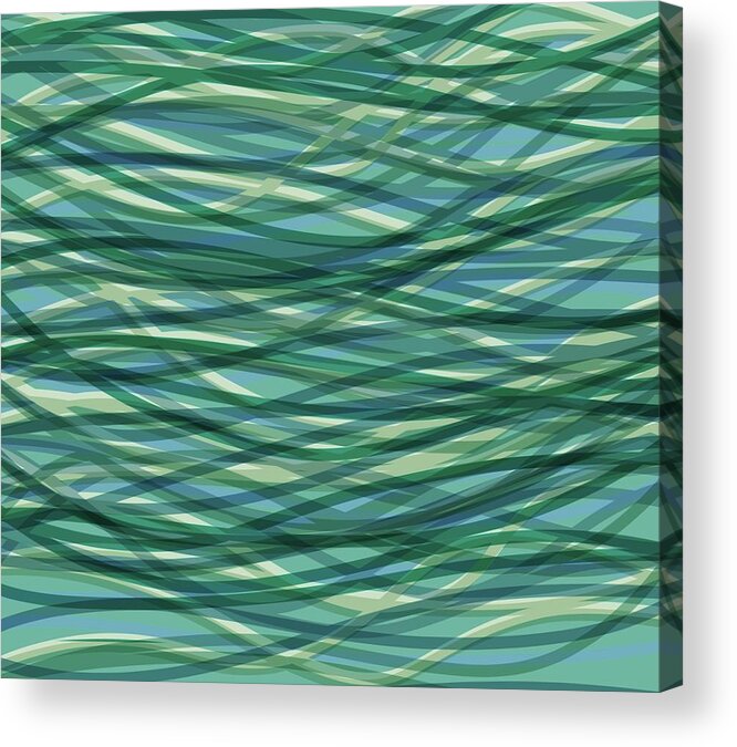 Sea Acrylic Print featuring the digital art Green Sea Grass Abstract by Angie Tirado