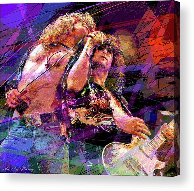 Led Acrylic Print featuring the painting Led Zeppelin- Plant and Page by David Lloyd Glover