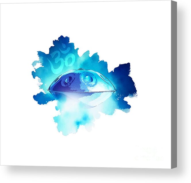 Handpan Acrylic Print featuring the digital art Handpan OM in blue by Alexa Szlavics