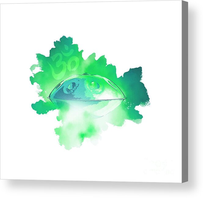 Handpan Acrylic Print featuring the digital art Handpan Om in green by Alexa Szlavics