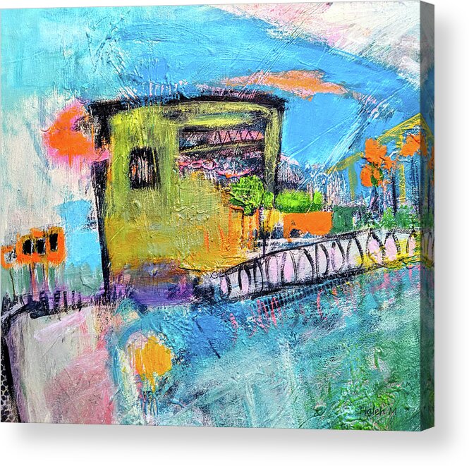 Home Abstract Acrylic Print featuring the mixed media Sweet Home by Haleh Mahbod