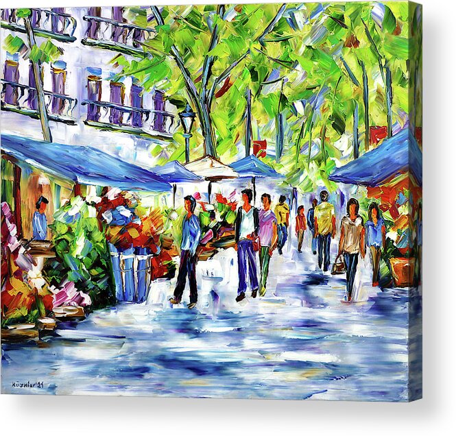 Market Street Acrylic Print featuring the painting La Rambla by Mirek Kuzniar