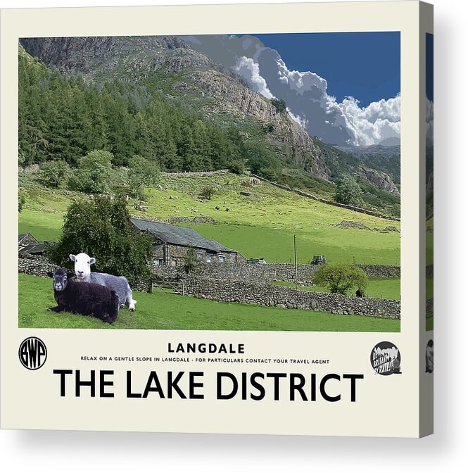 Langdale Acrylic Print featuring the photograph Langdale Sheep Cream Railway Poster by Brian Watt