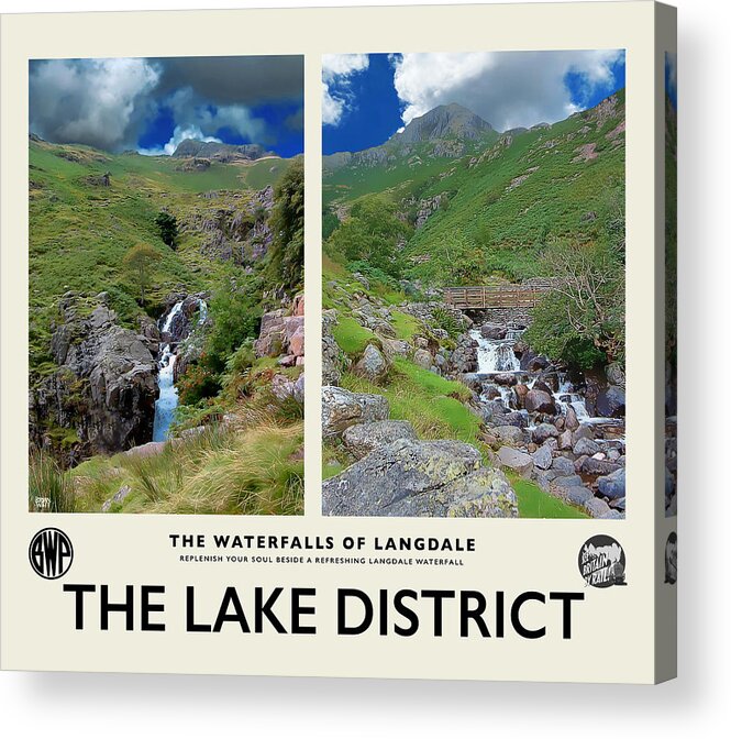 Langdale Acrylic Print featuring the photograph Langdale Waterfalls Cream Railway Poster by Brian Watt