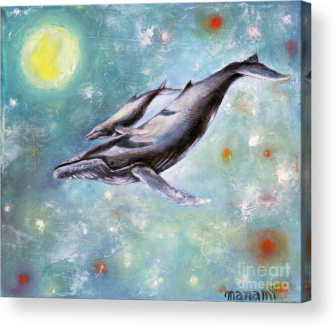 Whale Acrylic Print featuring the painting Mama Whale Love You Always by Manami Lingerfelt