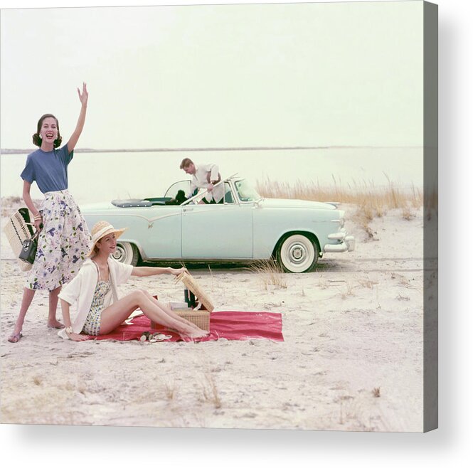 Fashion Acrylic Print featuring the photograph Models in Jantzen Beach Clothing by Joseph Leombruno and Jack Bodi
