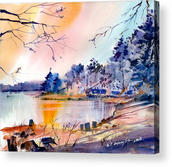 Sunset Acrylic Print featuring the painting Muddy Cove by P Anthony Visco