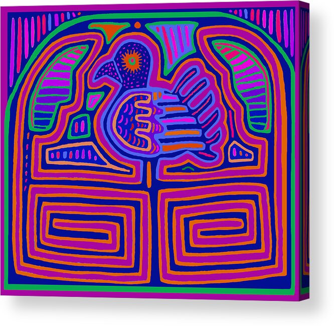 Chicken Acrylic Print featuring the digital art Pajaro in a Maze by Vagabond Folk Art - Virginia Vivier