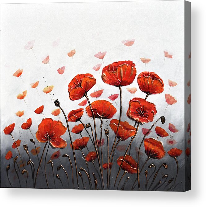 Red Poppies Acrylic Print featuring the painting Poppy Summer Delight by Amanda Dagg
