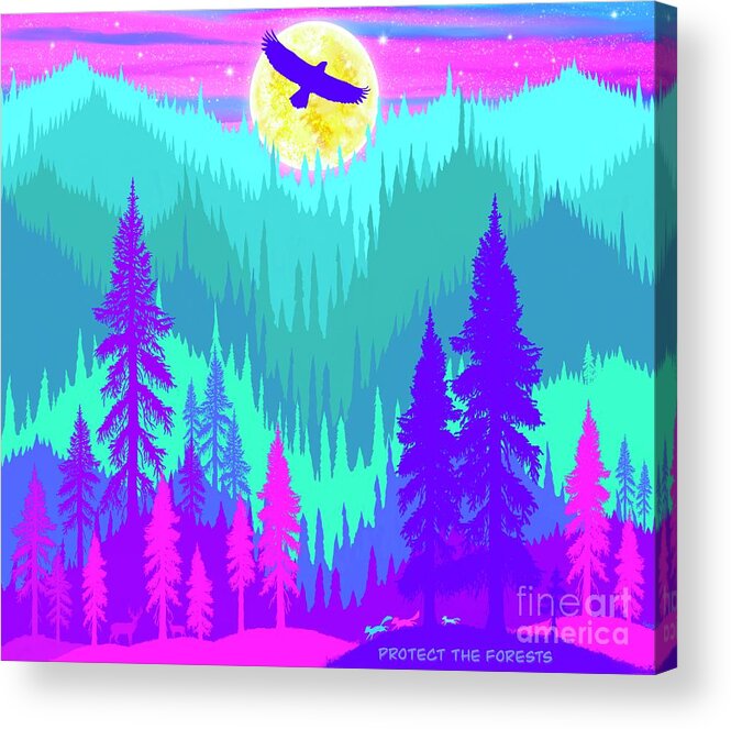 Protect The Forests Acrylic Print featuring the digital art Protect the Forests 2 by Nick Gustafson