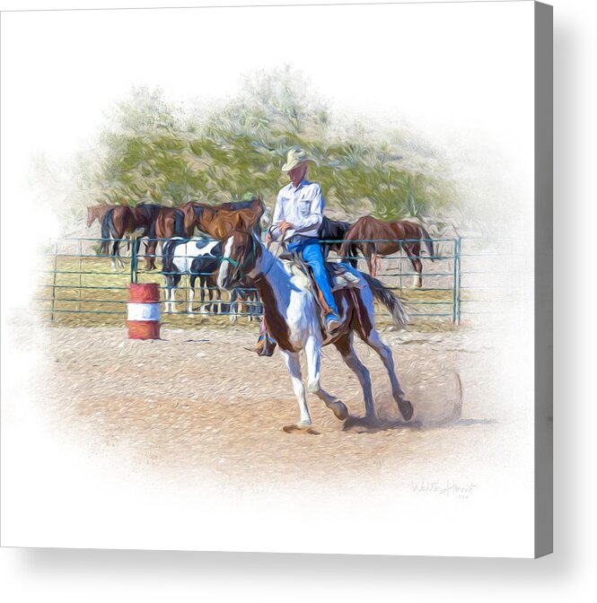 Cowboy Acrylic Print featuring the digital art Ranch Rider Digital Art Painting by Walter Herrit