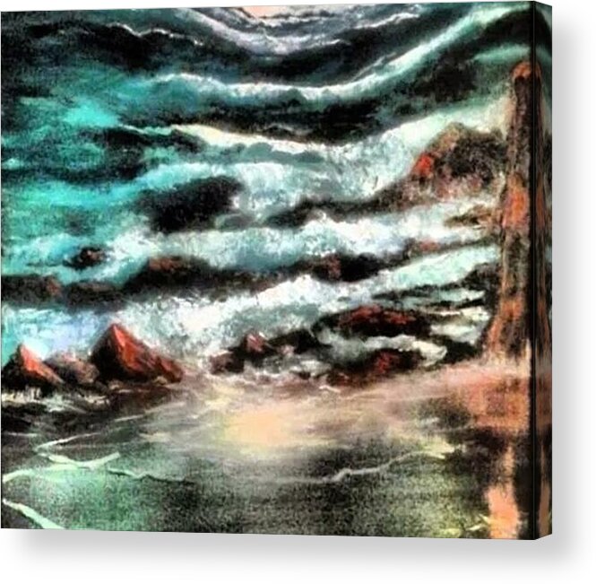 Original Works By Julie Tuckerdemps Acrylic Print featuring the painting Rough Nights by Julie TuckerDemps