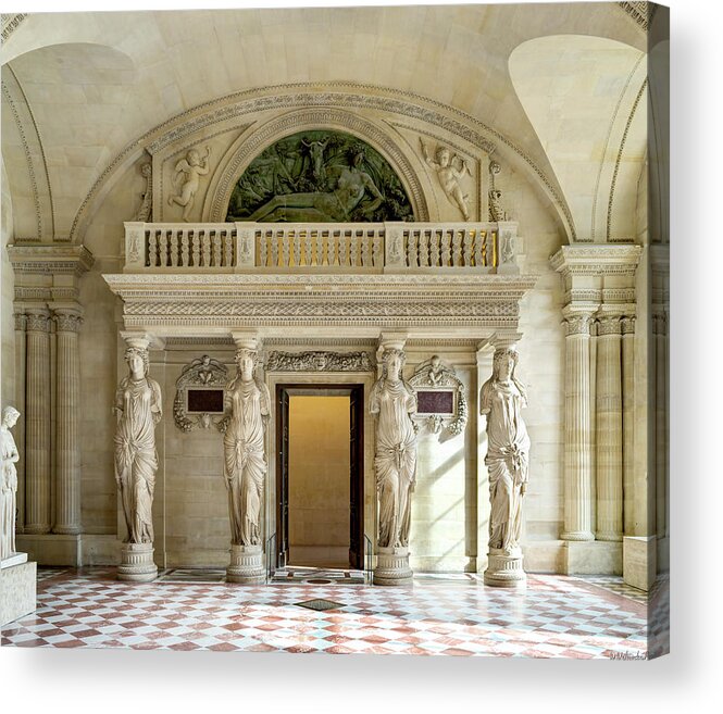 Room Of The Caryatids Louvre Paris Acrylic Print featuring the photograph Salle des Caryatides Louvre Paris 01 by Weston Westmoreland