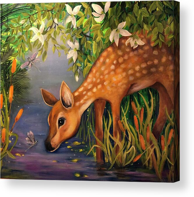 Deer Acrylic Print featuring the painting Serenity by Barbara Landry