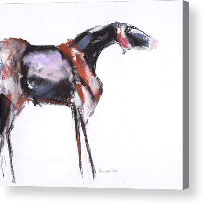 Abstract Horse Art Acrylic Print featuring the pastel Sketching Him Out by Frances Marino