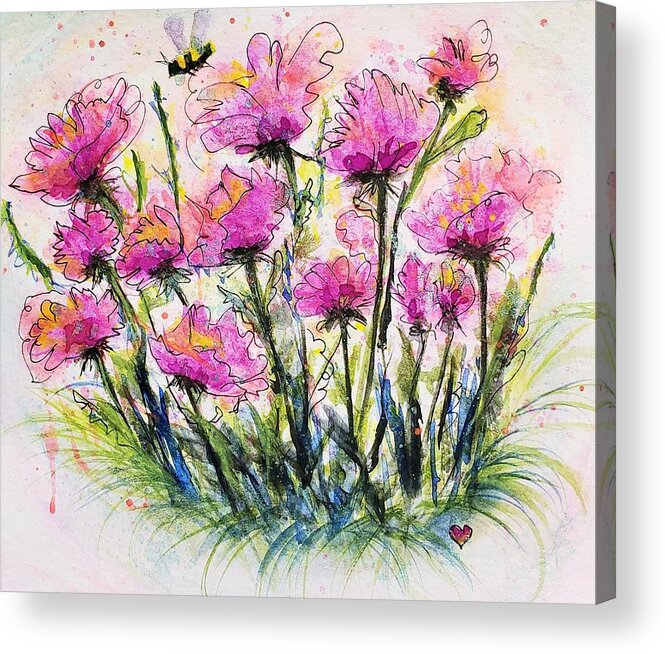 Poppies Acrylic Print featuring the painting Spring Poppies by Deahn Benware