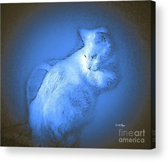Felines Acrylic Print featuring the mixed media Staredown - An Abstract PhotoPainting by DB Hayes