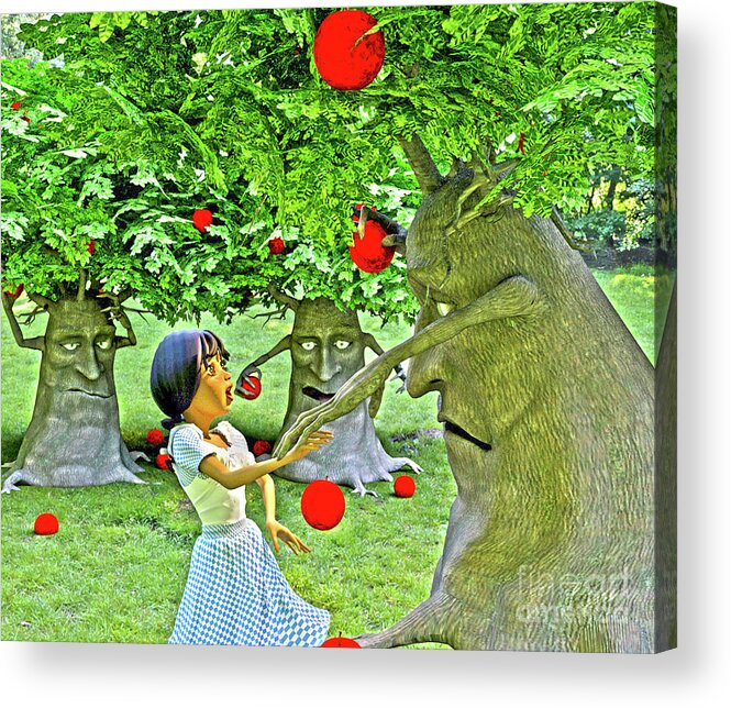 Stop Picking My Apple Acrylic Print featuring the digital art Stop Picking My Apples by Two Hivelys