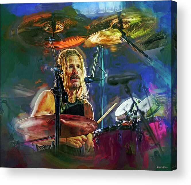 Foo Fighters Acrylic Print featuring the mixed media Taylor Hawkins Foo Fighters by Mal Bray