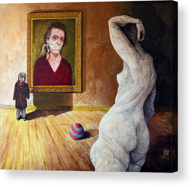 Surrealism Acrylic Print featuring the painting The Visitor by Otto Rapp