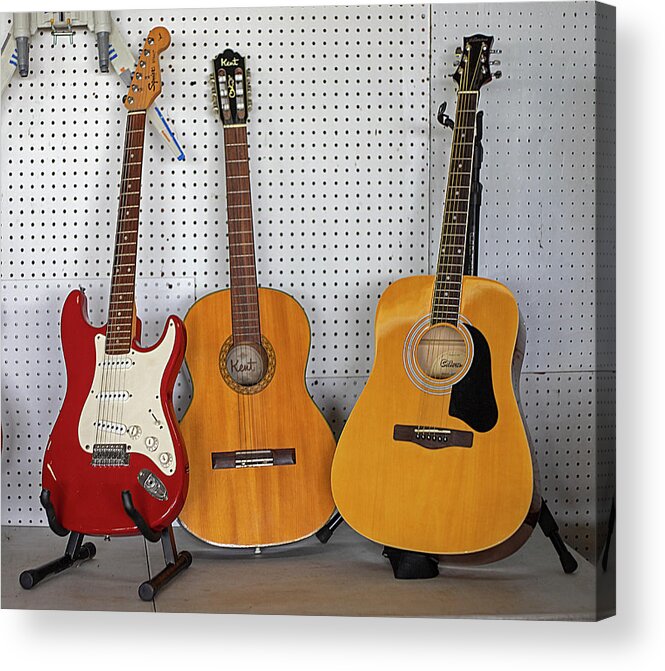 Guitar Acrylic Print featuring the photograph Three Guitars by Dart Humeston