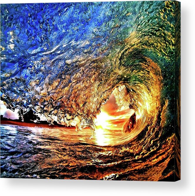 Tidal Wave Acrylic Print featuring the mixed media Tidal Wave by Teresa Trotter