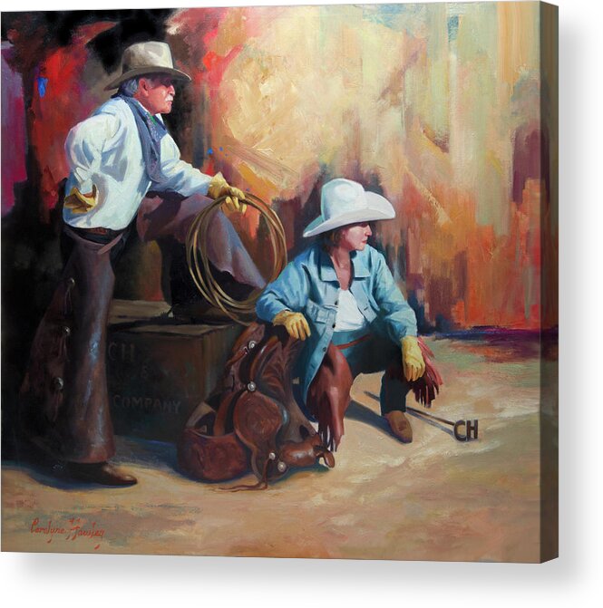 Western Art Acrylic Print featuring the painting Two of a Kind by Carolyne Hawley