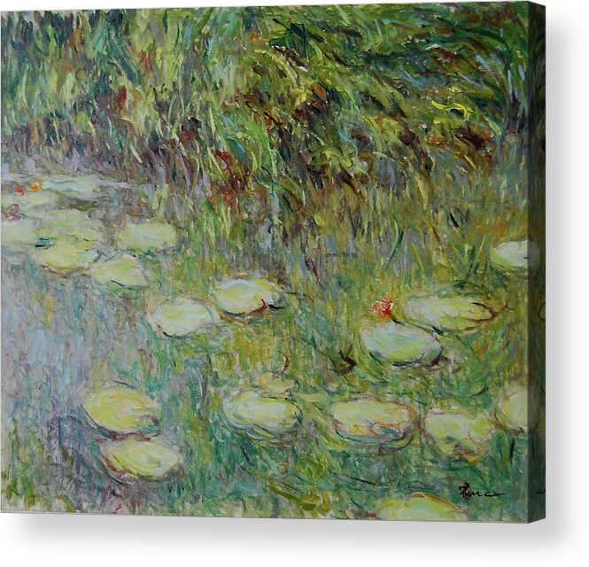 Water Lilies Acrylic Print featuring the painting Waterlelie Nymphaea Nr.19 by Pierre Dijk