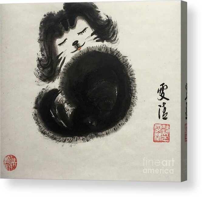Doggie Portrait Acrylic Print featuring the painting Zen Joy by Carmen Lam