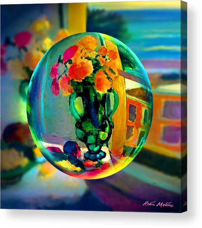 Still Life Acrylic Print featuring the digital art Cercle La Vie en Rose by Robin Moline