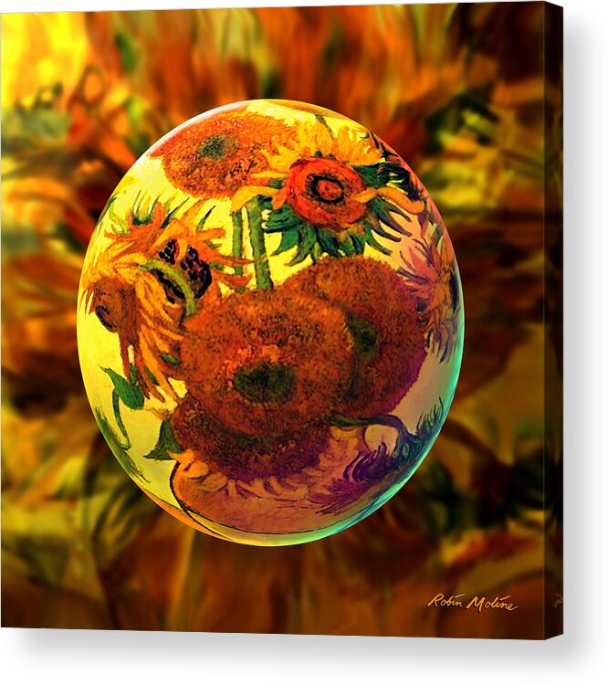  Sunflowers Acrylic Print featuring the digital art  Van Globing Inflorescence by Robin Moline