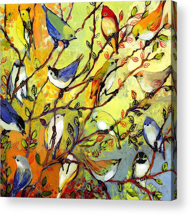 Bird Acrylic Print featuring the painting 16 Birds by Jennifer Lommers