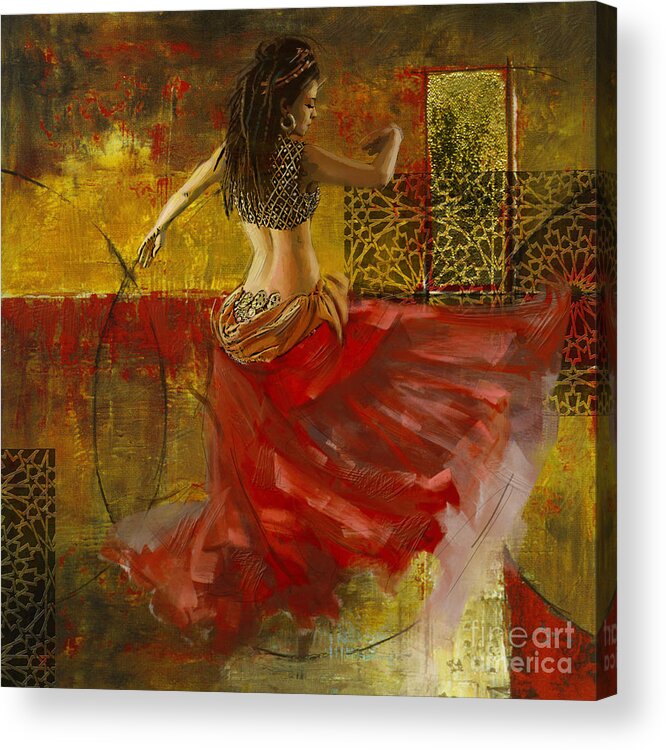 Belly Dance Art Acrylic Print featuring the painting Abstract Belly Dancer 8 #1 by Mahnoor Shah