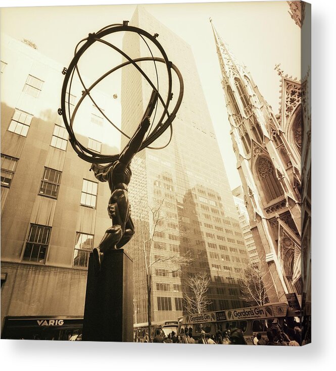 New York City Acrylic Print featuring the photograph Atlas Sculpture In New York City #1 by Horst P. Horst