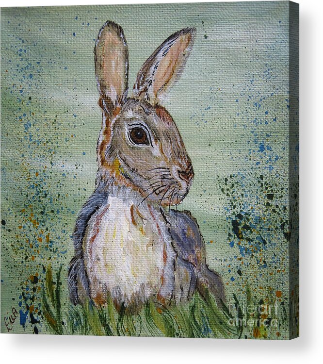 Rabbit Acrylic Print featuring the painting Bunny Rabbit by Ella Kaye Dickey