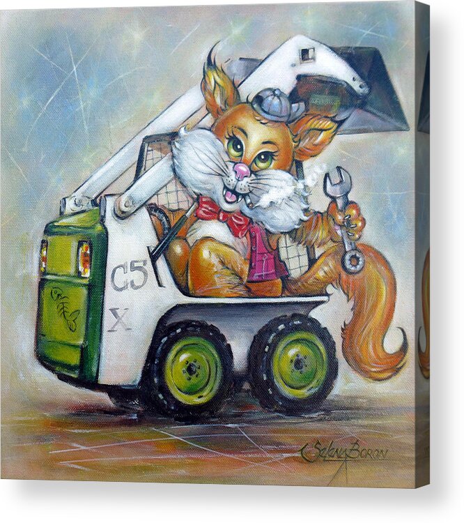 Cat Acrylic Print featuring the painting Cat C5x 190312 #1 by Selena Boron