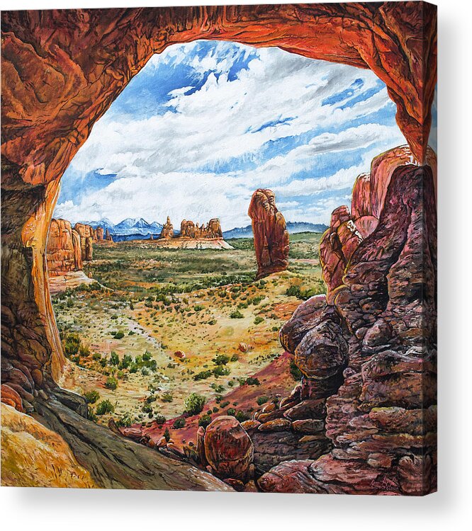 Double Acrylic Print featuring the painting Double Arch by Aaron Spong