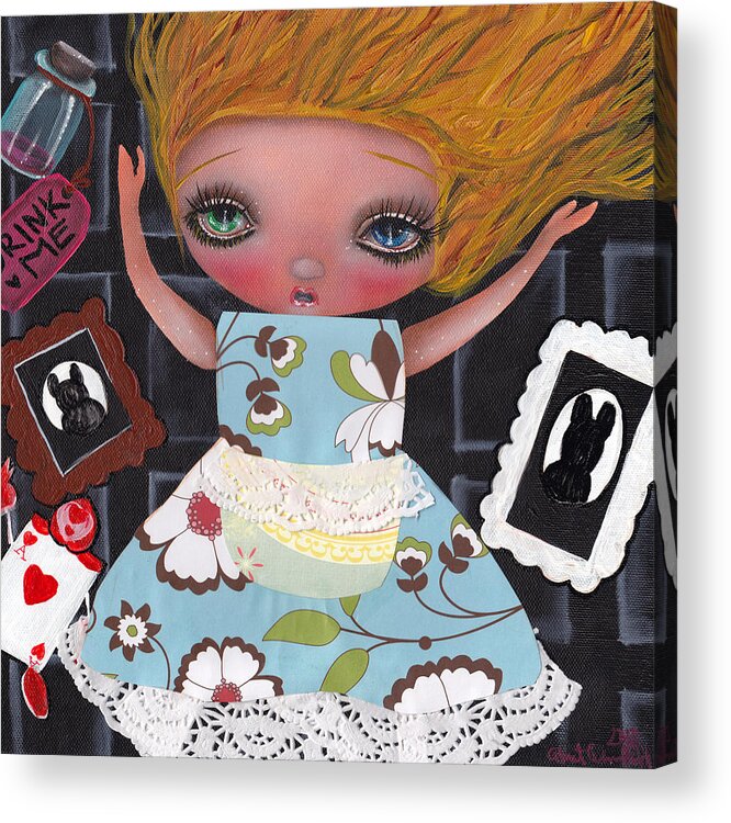 Alice In Wonderland Acrylic Print featuring the painting Down the Rabbit Hole by Abril Andrade