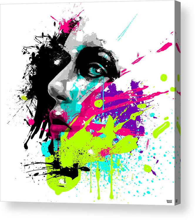 Female Acrylic Print featuring the painting Face Paint 2 by Jeremy Scott