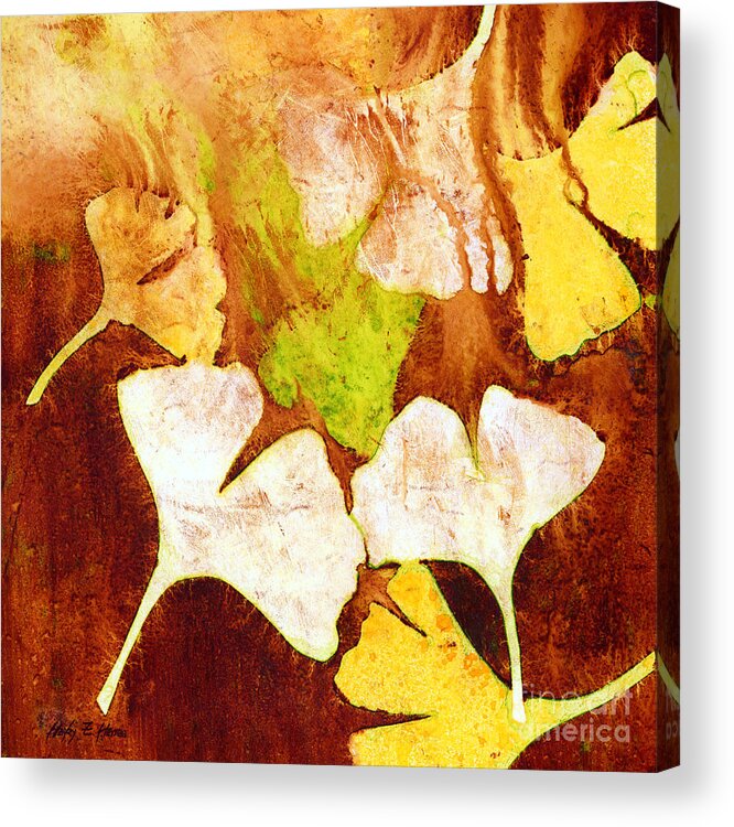 Ginko Acrylic Print featuring the painting Falling Leaves #2 by Hailey E Herrera