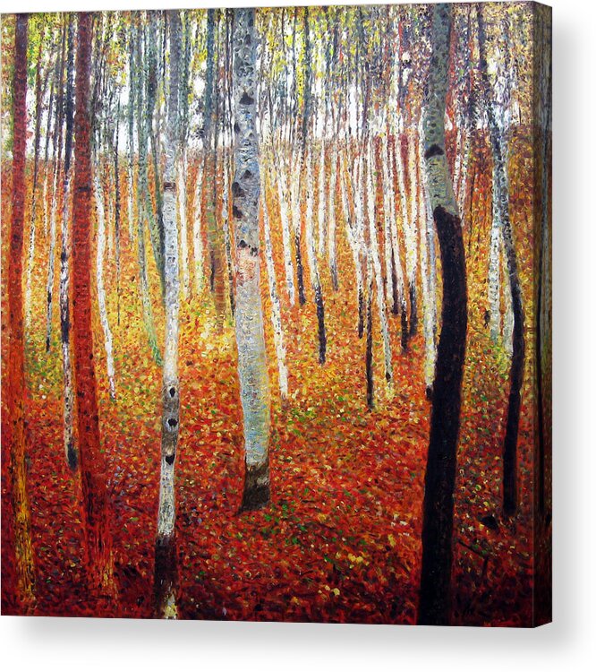 Forest Of Beech Trees Acrylic Print featuring the painting Forest of Beech Trees #1 by Celestial Images